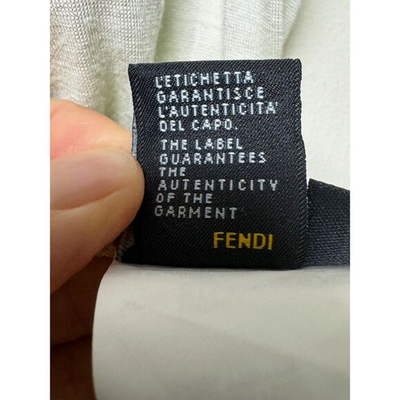 FENDI Silk Blend Bow Back Short Sleeve Tee, Ivory/Pink, Sz 44 (L-XL) - Picture 9 of 11